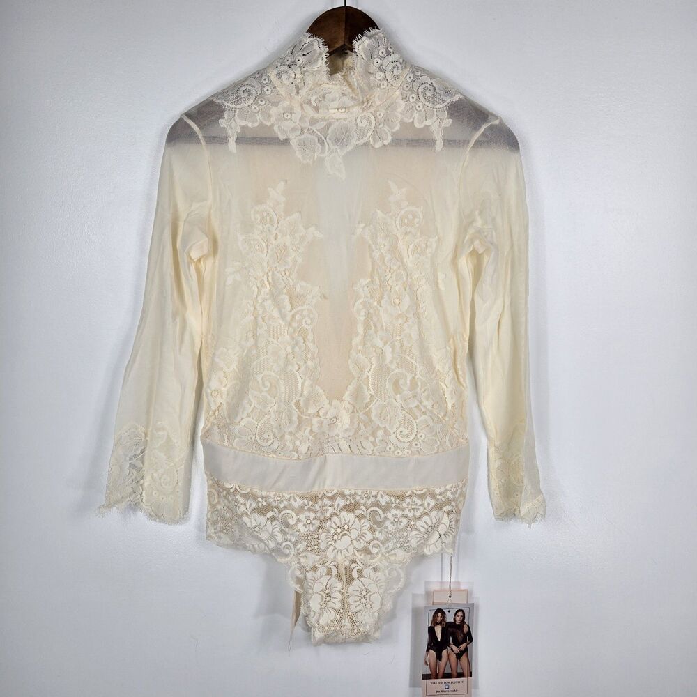 Free People x We Are HAH Women's Large Ivory Reversible Lacey Bodysuit NWT